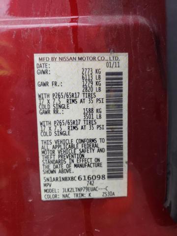 5N1AR1NBXBC616098 - 2011 NISSAN PATHFINDER S Siyah fotoğraf 13