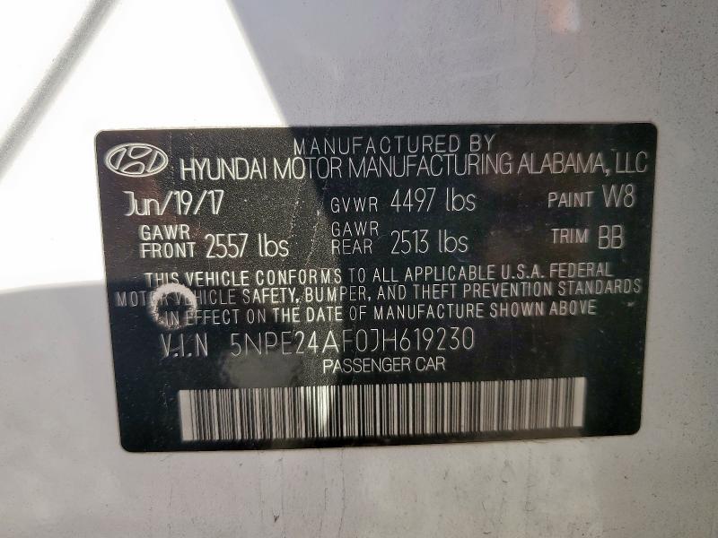 5NPE24AF0JH619230 - 2018 HYUNDAI SONATA SE Ақ фото 12