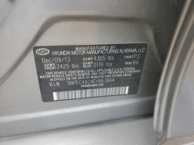 5NPEC4AC4EH863844 - 2014 HYUNDAI SONATA SE ნაცრისფერი ფოტო 12