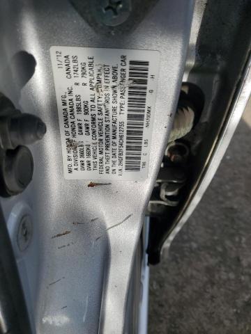 2HGFB2F54CH612755 - 2012 HONDA CIVIC LX 银色 照片 12