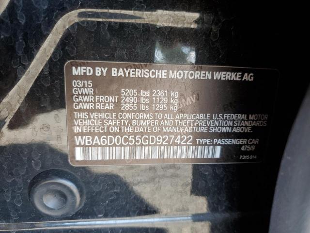 WBA6D0C55GD927422 - 2016 BMW 640 I GRAN COUPE BLACK photo 12