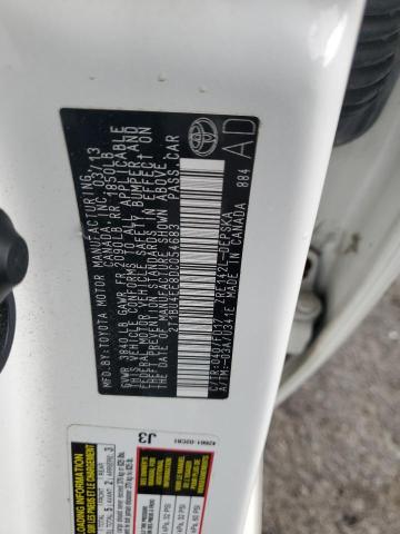 2T1BU4EE8DC054683 - 2013 TOYOTA COROLLA BASE Белый фото 12