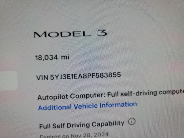 5YJ3E1EA8PF583855 - 2023 TESLA MODEL 3 BLACK photo 9