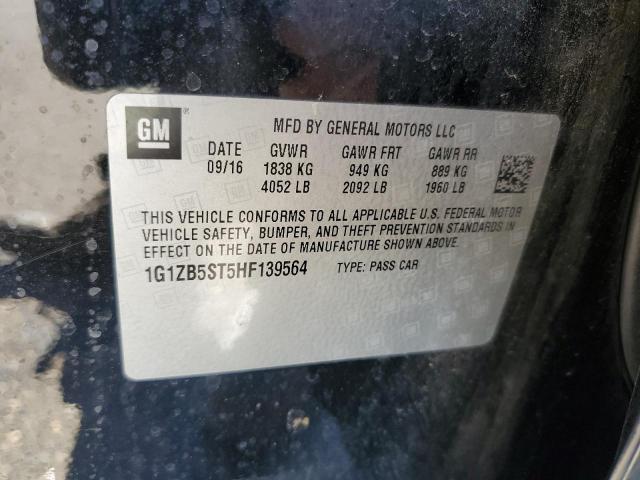 1G1ZB5ST5HF139564 - 2017 CHEVROLET MALIBU LS შავი ფოტო 12