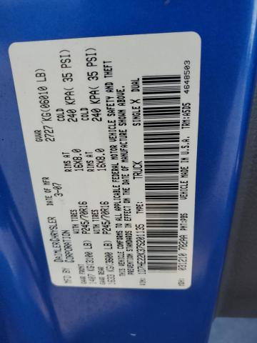 1D7HE22K37S201135 - 2007 DODGE DAKOTA ST Көк фото 12
