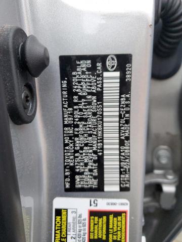 4T1B11HK6KU170551 - 2019 TOYOTA CAMRY L SILVER photo 12