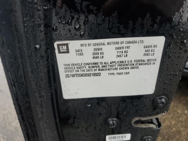 2G1WT55K569218922 - 2006 CHEVROLET IMPALA LT შავი ფოტო 12