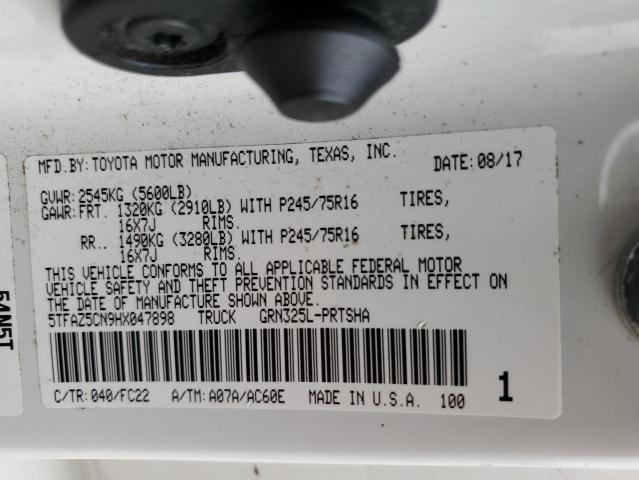 5TFAZ5CN9HX047898 - 2017 TOYOTA TACOMA DOUBLE CAB WHITE photo 13