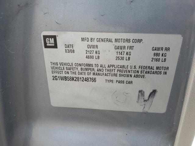 2G1WB58K281248766 - 2008 CHEVROLET IMPALA LS GRAY photo 12