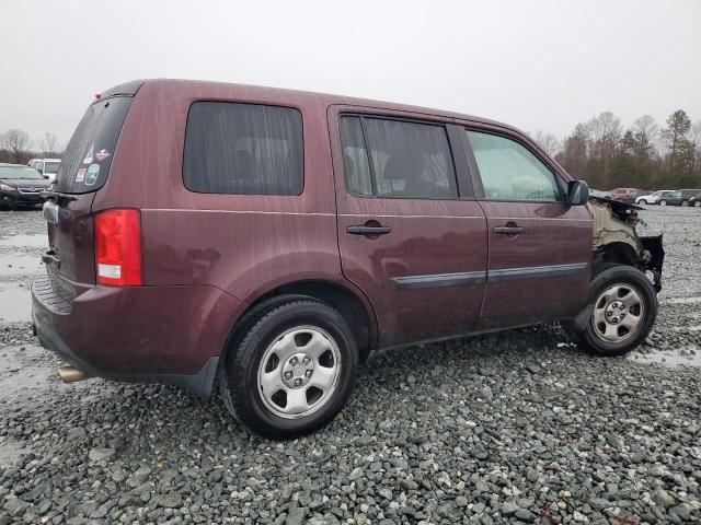 5FNYF3H23CB011170 - 2012 HONDA PILOT LX MAROON photo 3