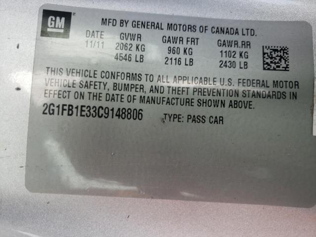 2G1FB1E33C9148806 - 2012 CHEVROLET CAMARO LT SILVER photo 12