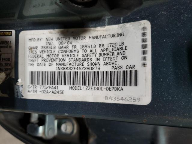 1NXBR32E45Z390878 - 2005 TOYOTA COROLLA CE GREEN photo 12