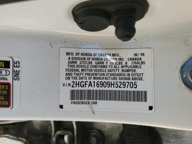 2HGFA16909H529705 - 2009 HONDA CIVIC EXL Ağ foto 12