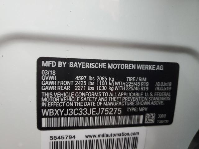 WBXYJ3C33JEJ75275 - 2018 BMW X2 SDRIVE28I WHITE photo 13