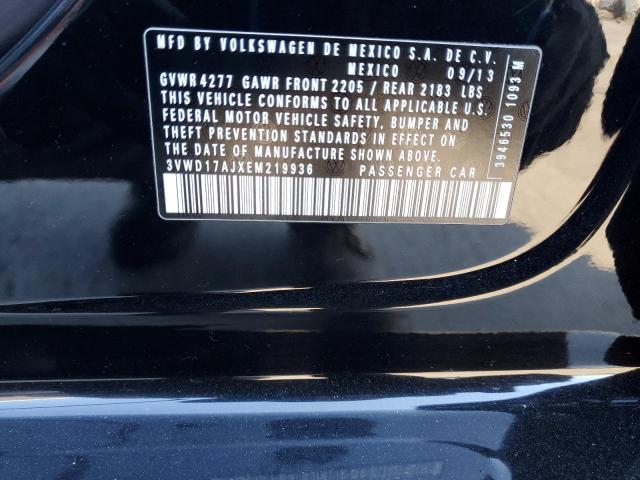 3VWD17AJXEM219936 - 2014 VOLKSWAGEN JETTA SE შავი ფოტო 12