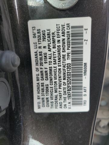 19XFB2F52DE031203 - 2013 HONDA CIVIC LX BROWN photo 12