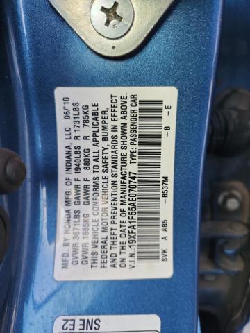 19XFA1F55AE070747 - 2010 HONDA CIVIC LX 蓝色 照片 12