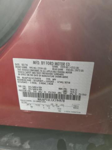 MAJ6P1UL1JC194978 - 2018 FORD ECOSPORT SE RED photo 13