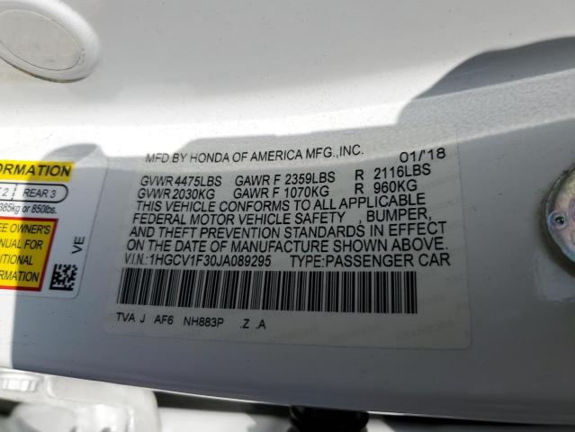 1HGCV1F30JA089295 - 2018 HONDA ACCORD SPORT Blanco foto 12