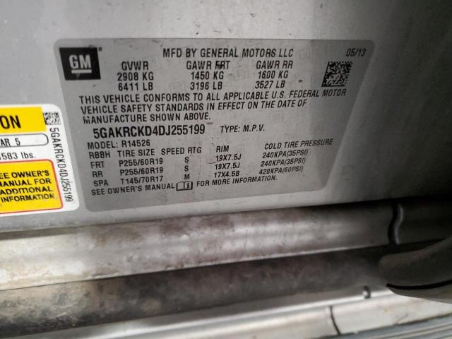 5GAKRCKD4DJ255199 - 2013 BUICK ENCLAVE Արծաթագույն լուսանկար 13