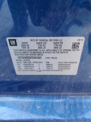 1GTV2VEC5FZ361597 - 2015 GMC SIERRA K1500 SLT BLUE photo 12