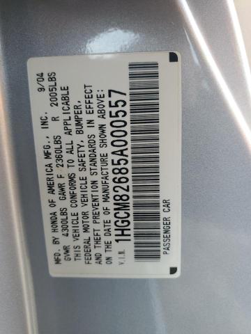 1HGCM82685A000557 - 2005 HONDA ACCORD EX SILVER photo 12