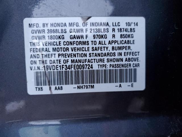 19VDE1F34FE009724 - 2015 ACURA ILX 20 GRAY photo 13