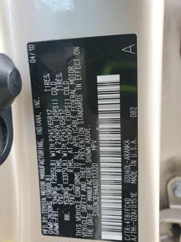 5TDZK3EH4AS013320 - 2010 TOYOTA HIGHLANDER GOLD photo 13