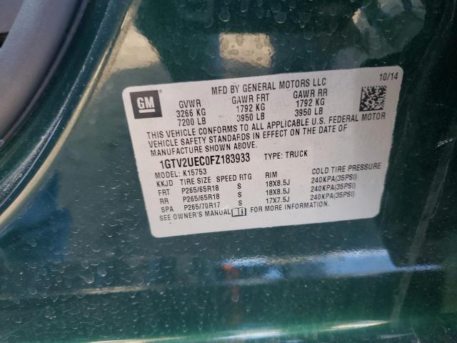 1GTV2UEC0FZ183933 - 2015 GMC SIERRA K1500 SLE GREEN photo 12