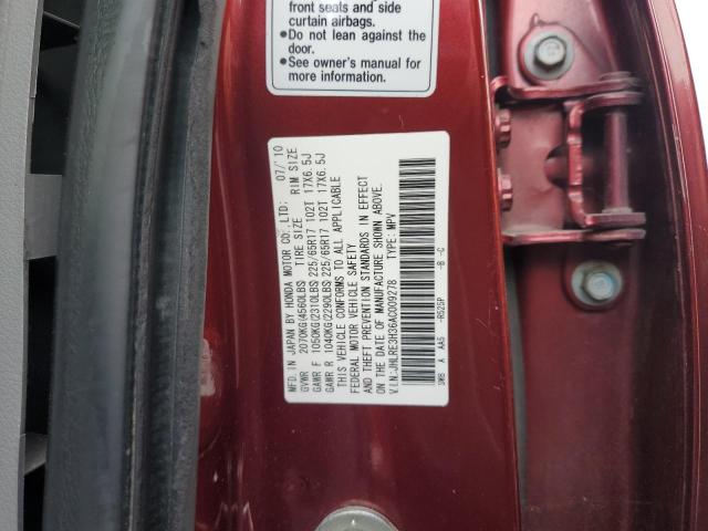 JHLRE3H36AC009278 - 2010 HONDA CR-V LX RED photo 13