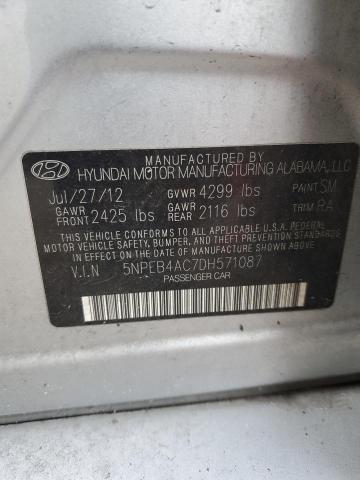 5NPEB4AC7DH571087 - 2013 HYUNDAI SONATA GLS SILVER photo 12