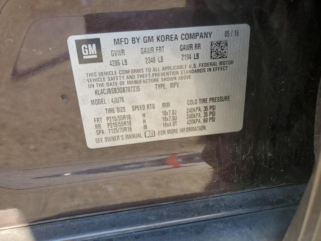 KL4CJBSB3GB707235 - 2016 BUICK ENCORE CONVENIENCE 棕色 照片 12