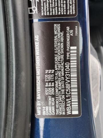 WBAVL1C58FVY31040 - 2015 BMW X1 XDRIVE28I BLUE photo 13