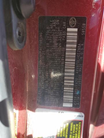 4T1C11AK9NU640719 - 2022 TOYOTA CAMRY LE MAROON photo 12