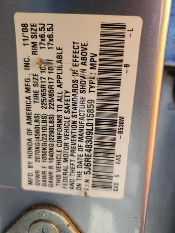 5J6RE48309L015859 - 2009 HONDA CR-V LX Silber Foto 14