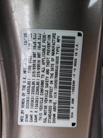 SHSRD78886U419005 - 2006 HONDA CR-V EX TAN photo 13