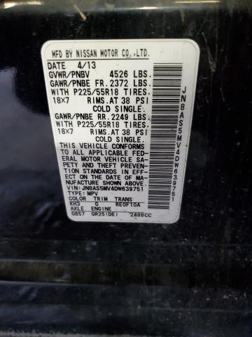 JN8AS5MV4DW639751 - 2013 NISSAN ROGUE S 黑色 照片 13