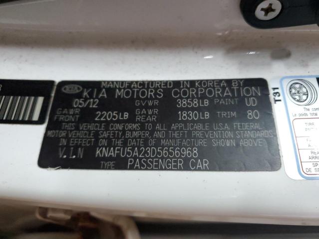 KNAFU5A23D5656968 - 2013 KIA FORTE EX WHITE photo 12