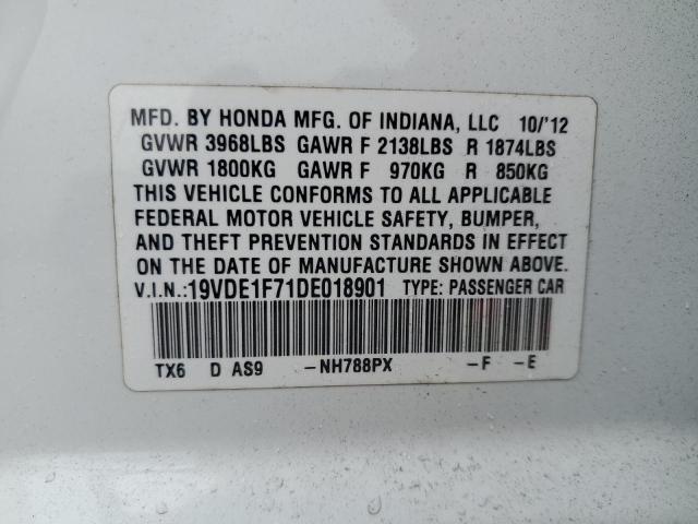 19VDE1F71DE018901 - 2013 ACURA ILX 20 TECH WHITE photo 12