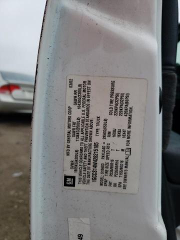 1GCCS14W428215185 - 2002 CHEVROLET S TRUCK S10 WHITE photo 12