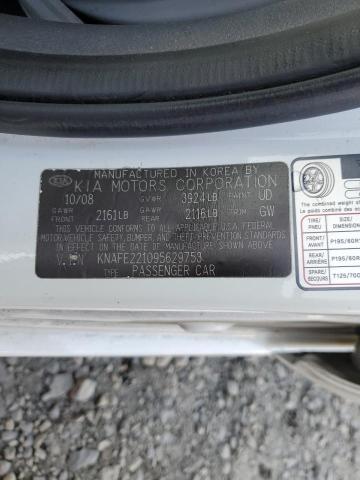 KNAFE221095629753 - 2009 KIA SPECTRA EX WHITE photo 13