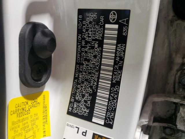 JTNK4RBE1K3025075 - 2019 TOYOTA COROLLA SE Blanc photo 12