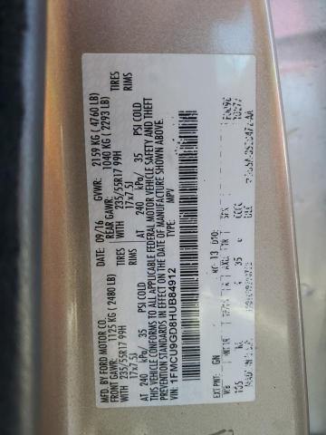 1FMCU9GD8HUB84912 - 2017 FORD ESCAPE SE Gümüş fotoğraf 13