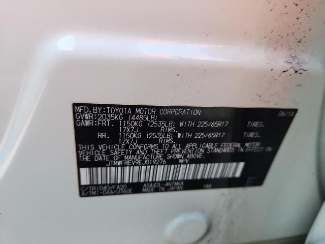 JTMWFREV9EJ019276 - 2014 TOYOTA RAV4 XLE WHITE photo 12