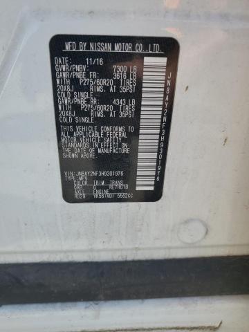 JN8AY2NF3H9301976 - 2017 NISSAN ARMADA PLATINUM თეთრი ფოტო 13