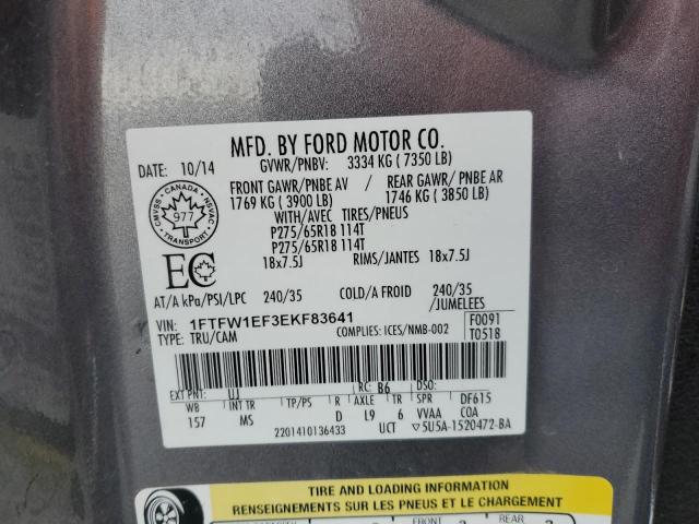 1FTFW1EF3EKF83641 - 2014 FORD F150 SUPERCREW GRAY photo 12