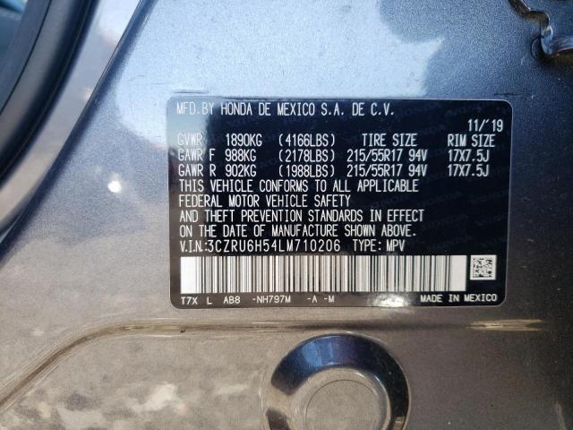3CZRU6H54LM710206 - 2020 HONDA HR-V EX GRAY photo 13