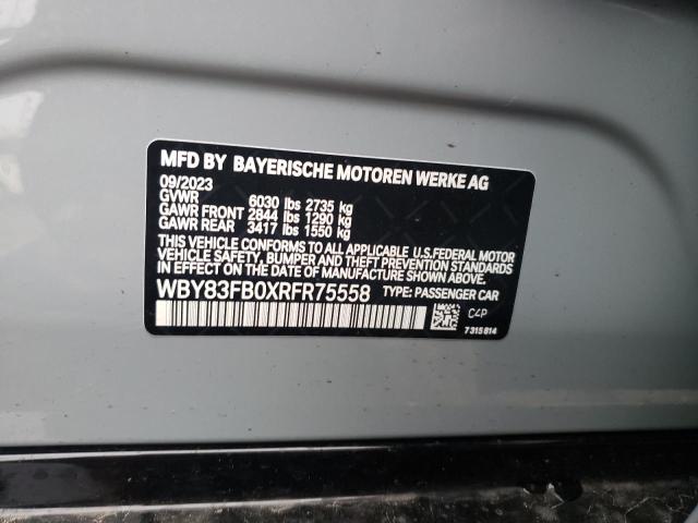 WBY83FB0XRFR75558 - 2024 BMW I4 XDRIVE4 Сұр фото 12