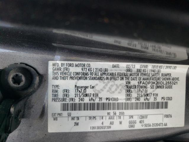 1FADP3K20DL255321 - 2013 FORD FOCUS SE GRAY photo 12