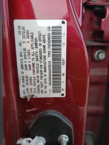 19UUA66246A074519 - 2006 ACURA 3.2TL RED photo 12